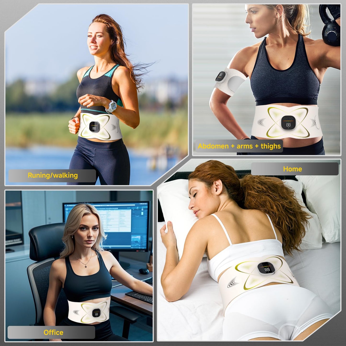 Laxrue“Electric Abdominal Pulse Massager - Abdominal Muscle Shaper with Heating Function, Relieves Pain