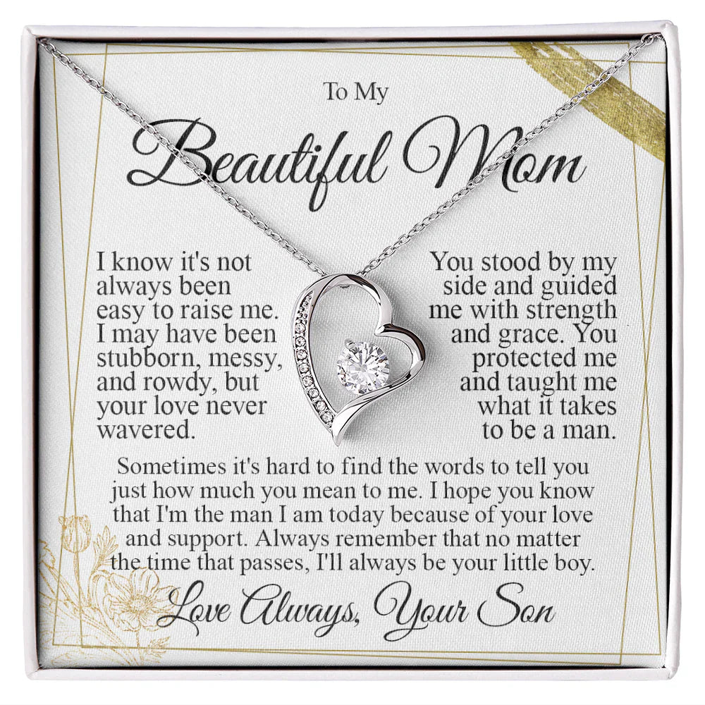 To My Mom - I Love You Heart Necklace