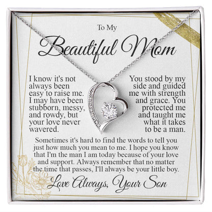 To My Mom - I Love You Heart Necklace