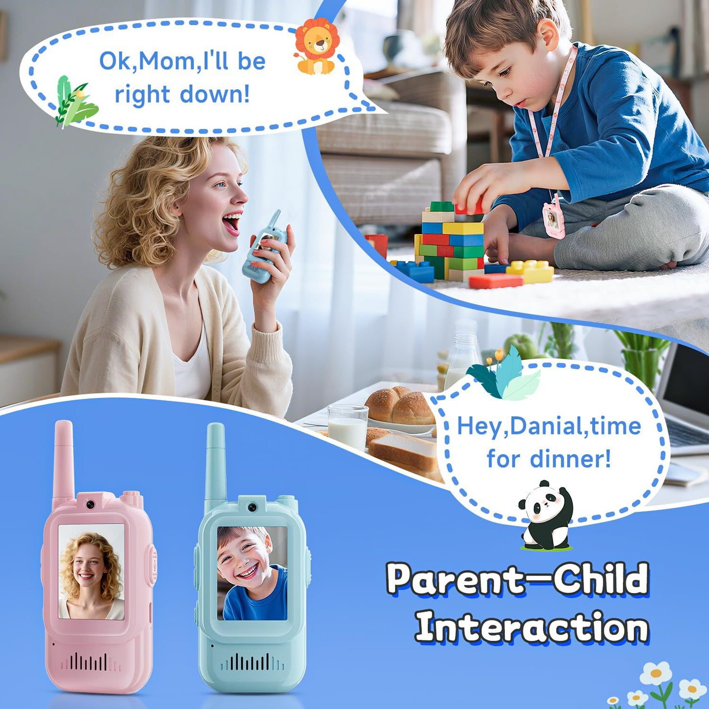 Laxrue“Video Walkie Talkies for Kids, Handheld 2 Pack Rechargeable Video Intercom Kids Walkies Talkies, Indoor Outdoor Toys for Family Games, Outside, Camping, Hiking for Boys Girls Ages 3-12