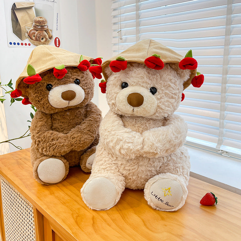 Laxrue“2026 New Christmas Teddy Bear with Bouquet, Bloom Bear Plush Toy with Red Rose, Romantic Stuffed Animal with a Cute Bouquet of Flowers for Girlfriend/Mom
