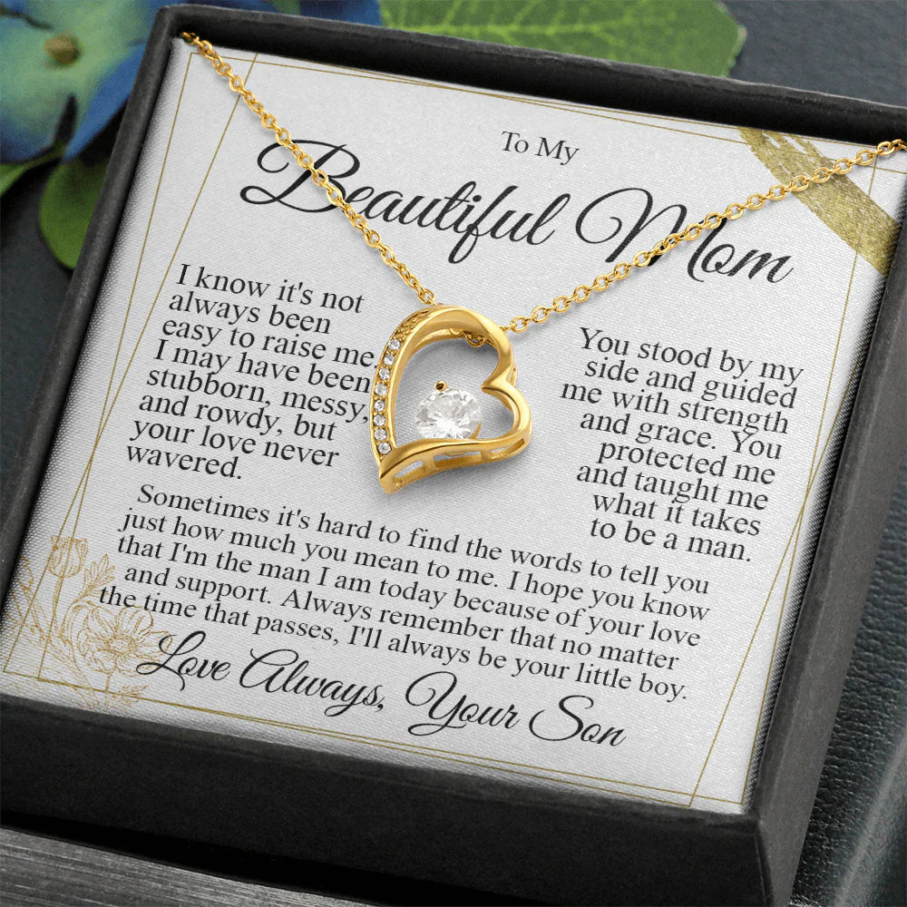 To My Mom - I Love You Heart Necklace