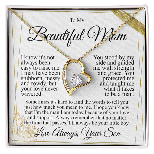 To My Mom - I Love You Heart Necklace