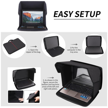 Outdoor laptop sunshade cover, foldable and portable.