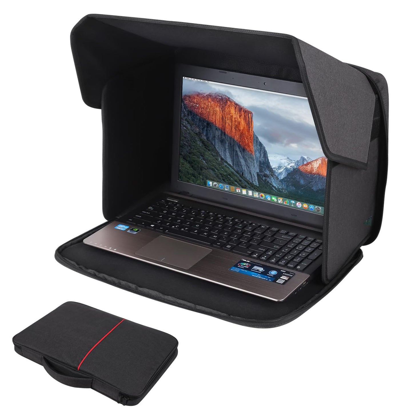 Outdoor laptop sunshade cover, foldable and portable.