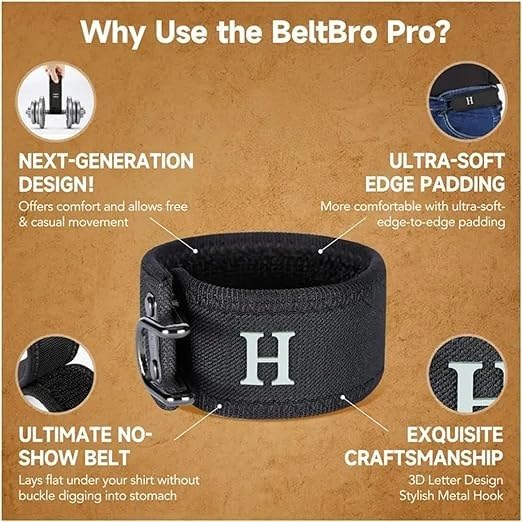 Laxrue“for Men and Women Elastic No Buckle Invisible Belt Patented Metal Free TSA Soft Adjustable Side Tactical Belt