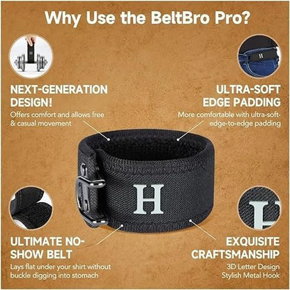 Laxrue“for Men and Women Elastic No Buckle Invisible Belt Patented Metal Free TSA Soft Adjustable Side Tactical Belt