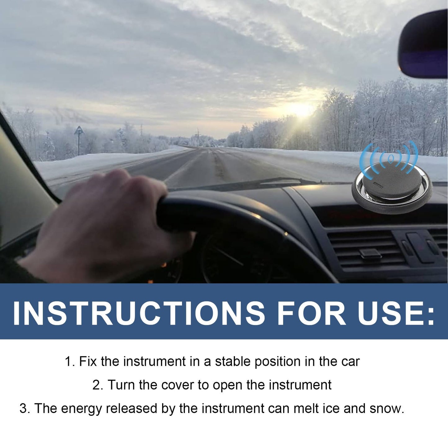 Laxrue”Solar Powered Car Deicer, Electromagnetic Windshield Ice Melter for Winter Vehicle Maintenance