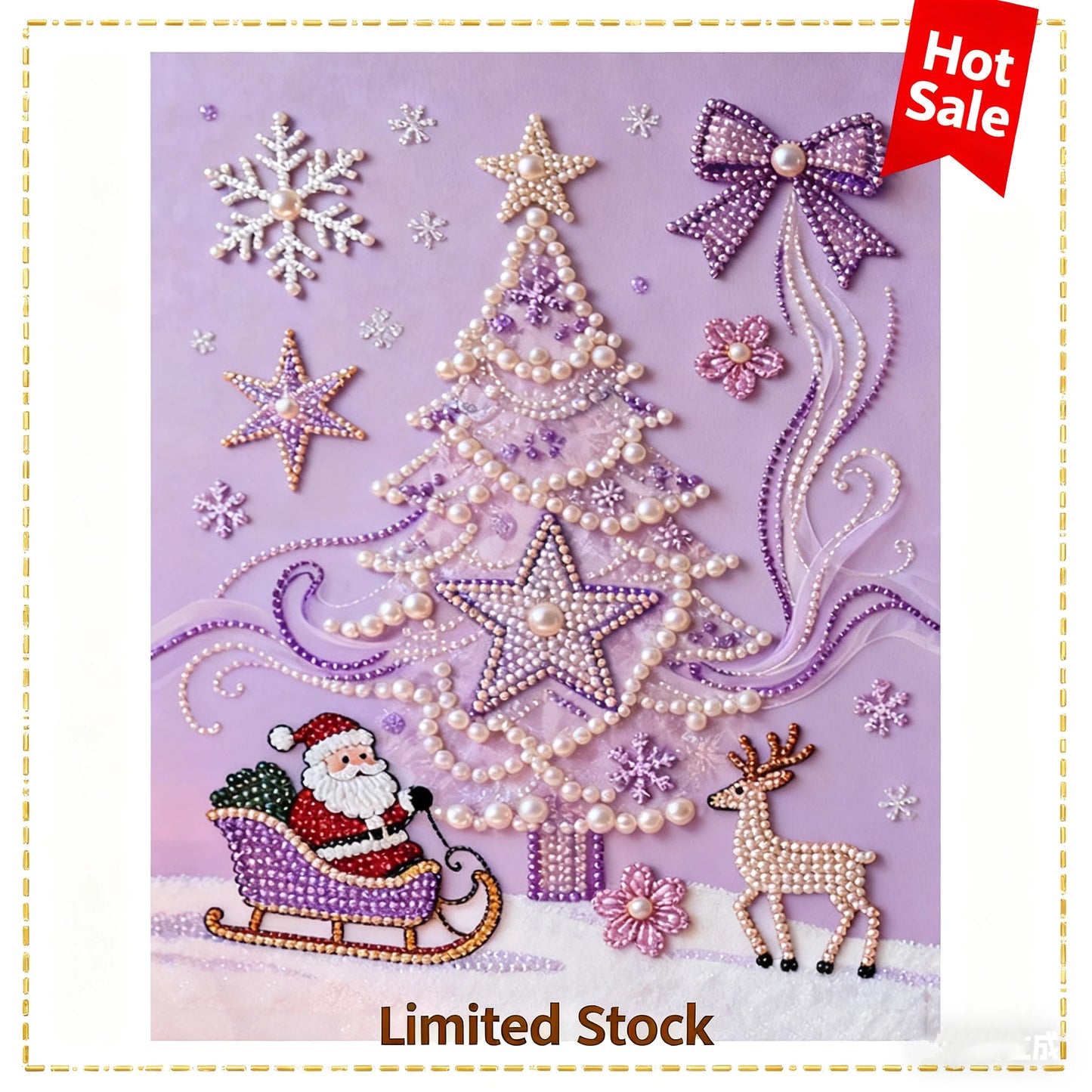 Laxrue "Pearl and Diamond Artworks - Purple Flower Christmas"