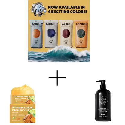 Combination pack™3pcsExfoliatingTowel+1Exfoliating Body Wash+1 Turmeric exfoliating cream