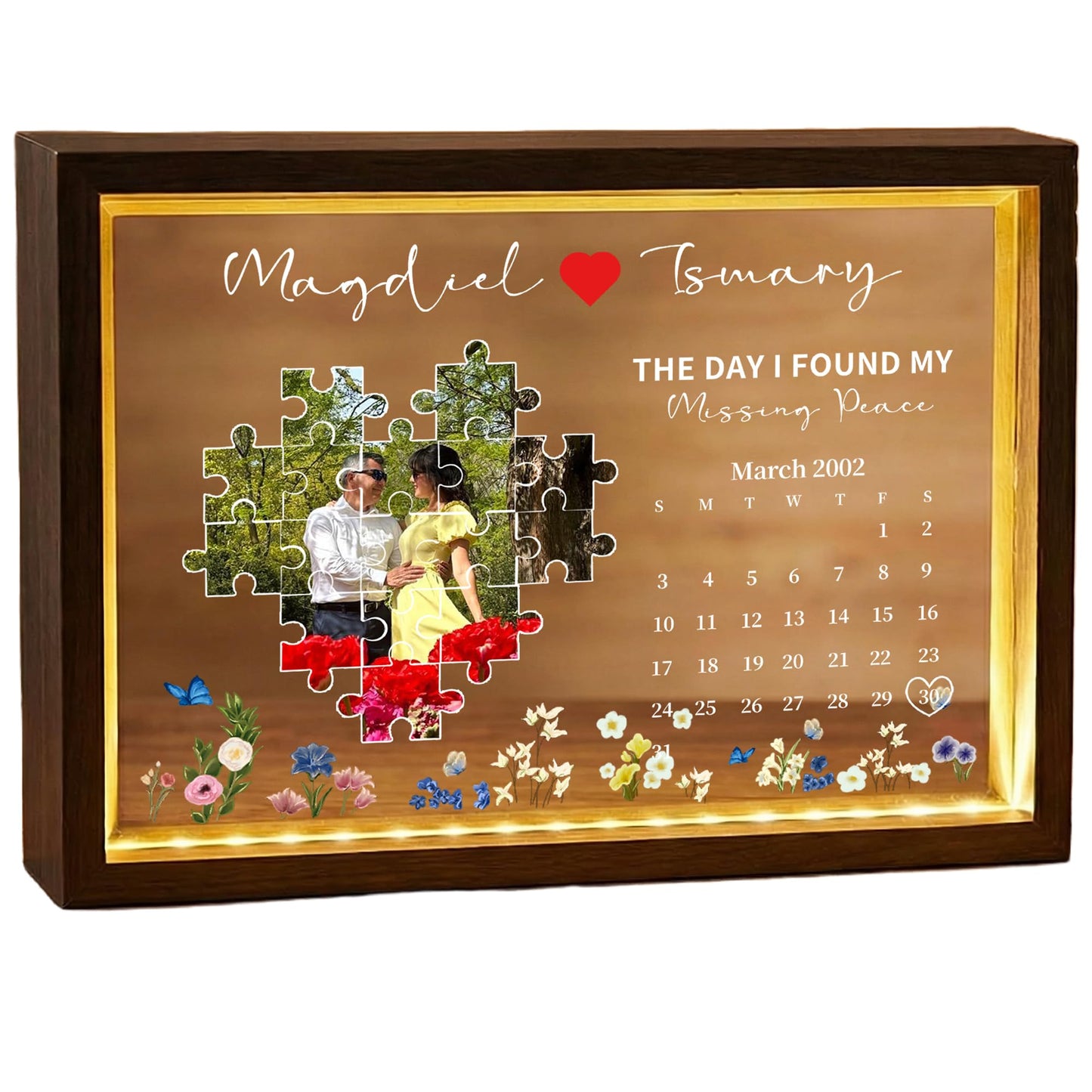 The day I found the missing piece of my life: Luminous photo frames, personalized couple photo frames, light boxes, perfect for couples, parents, friends, weddings, and Christmas.