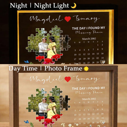 The day I found the missing piece of my life: Luminous photo frames, personalized couple photo frames, light boxes, perfect for couples, parents, friends, weddings, and Christmas.