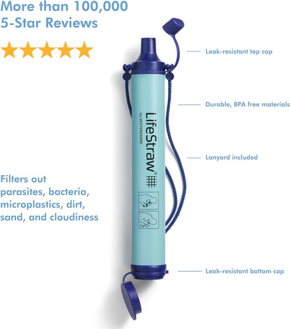 Personal Water Filter Straw for Hiking, Camping & Travel