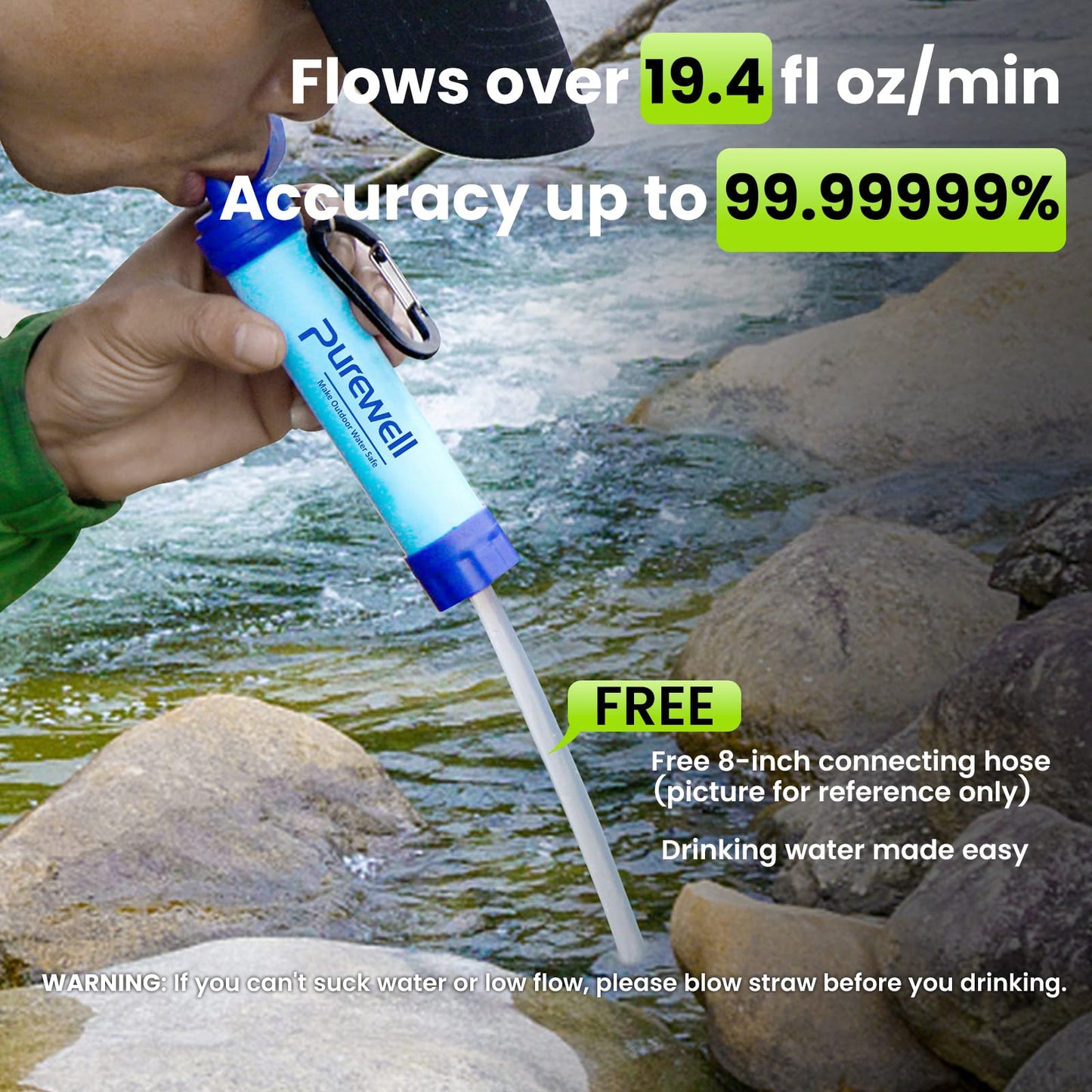Personal Water Filter Straw – 0.01 Micron Portable Purifier