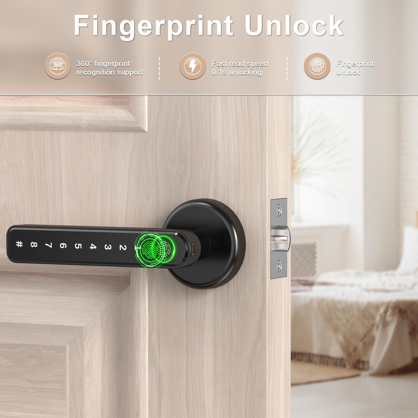 Laxrue“Fingerprint door lock, smart door lock with keypad, keyless entry door lock.