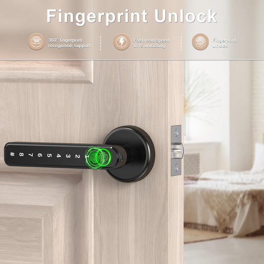 Laxrue“5PCSFingerprint door lock, smart door lock with keypad, keyless entry door lock.