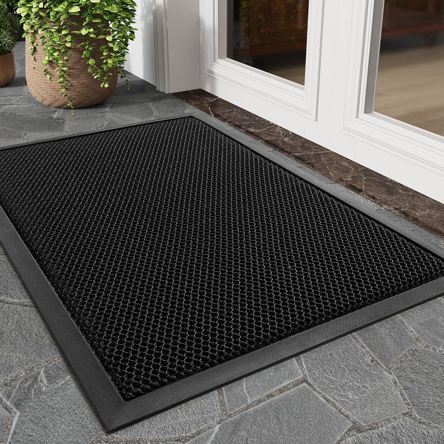 Laxrue“Front door mat, outdoor entrance mat, durable heavy-duty non-slip rubber mat, stain-resistant doormat.