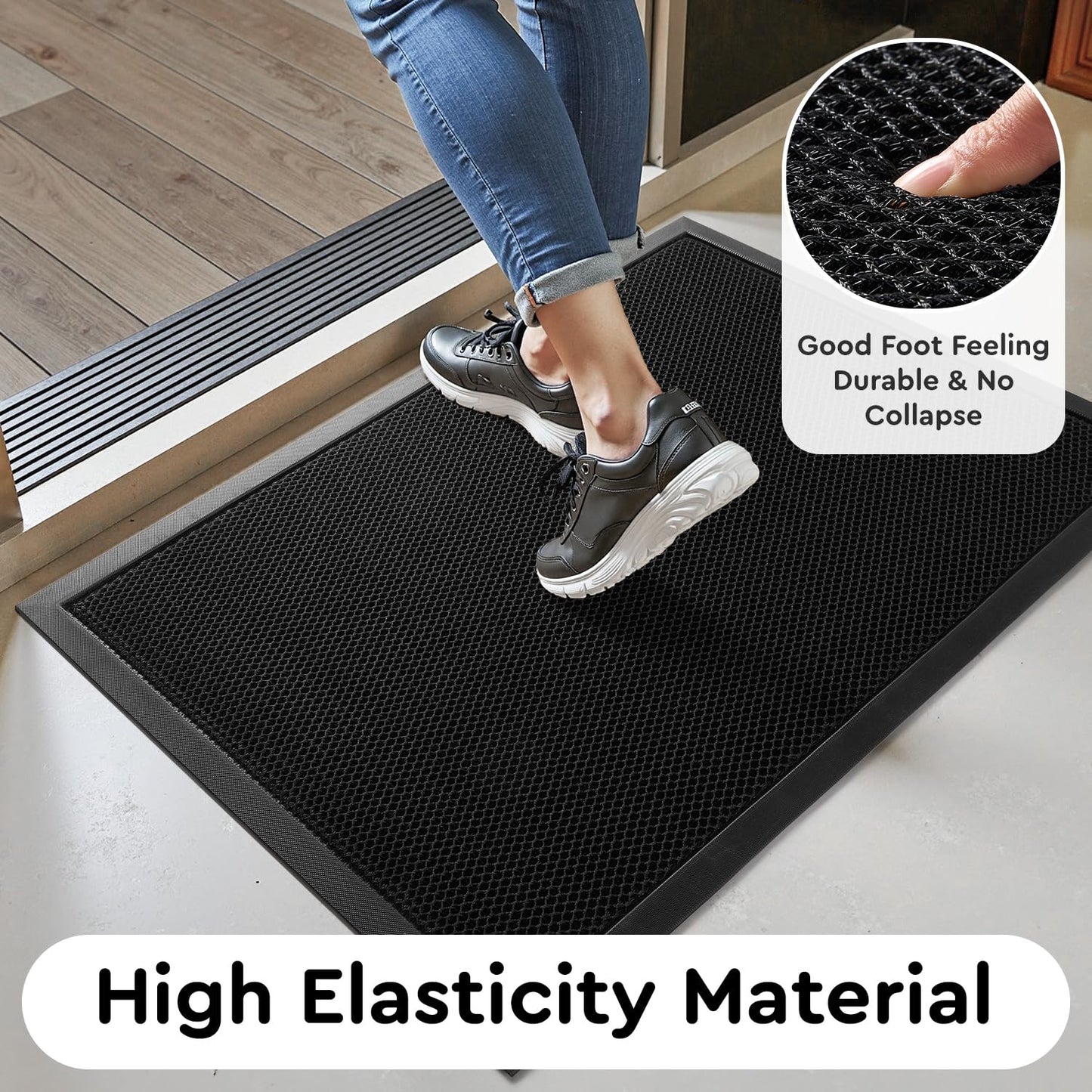 Laxrue“Front door mat, outdoor entrance mat, durable heavy-duty non-slip rubber mat, stain-resistant doormat.