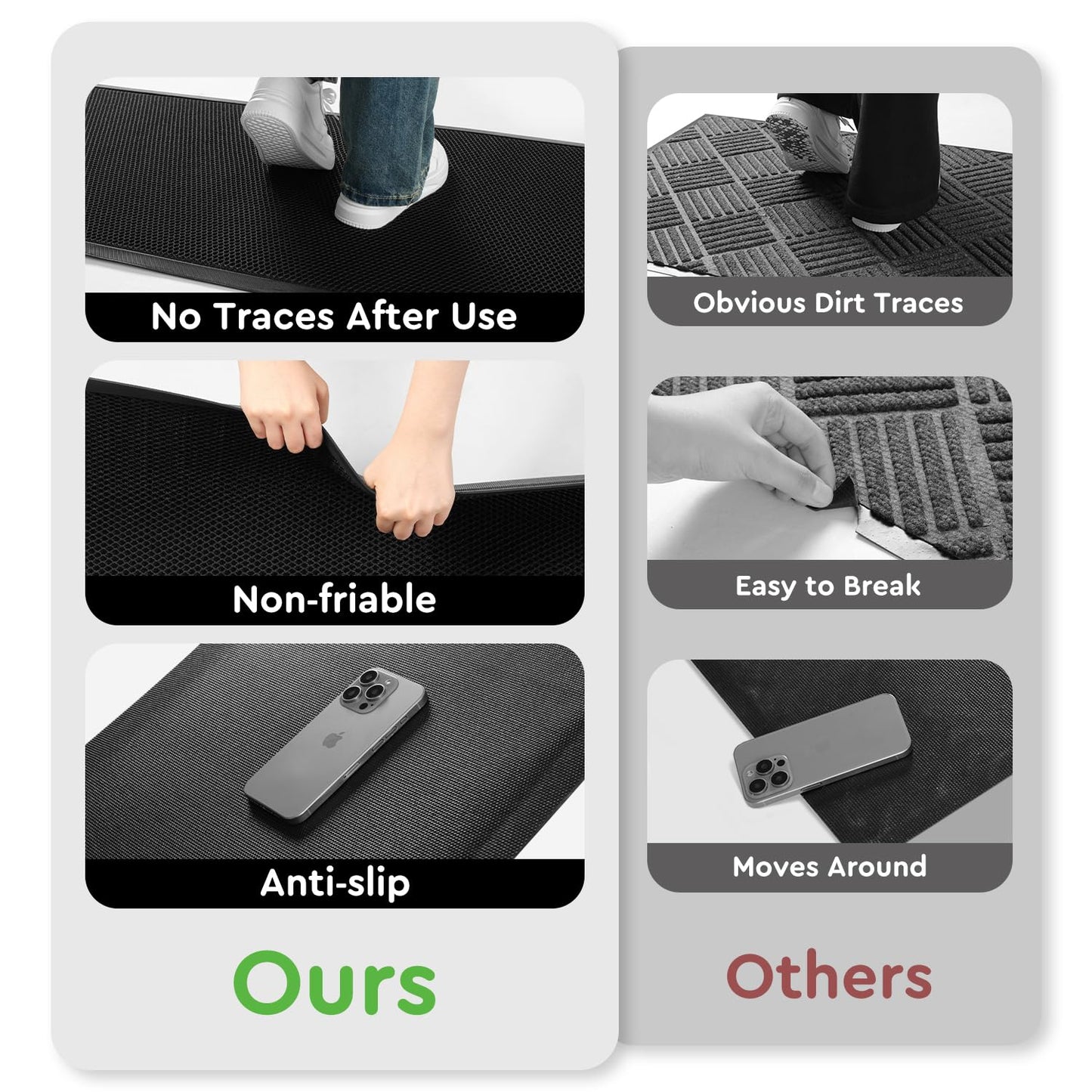 Laxrue“Front door mat, outdoor entrance mat, durable heavy-duty non-slip rubber mat, stain-resistant doormat.