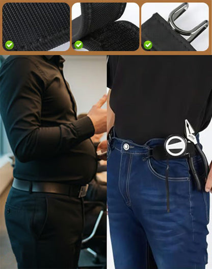 Laxrue“for Men and Women Elastic No Buckle Invisible Belt Patented Metal Free TSA Soft Adjustable Side Tactical Belt