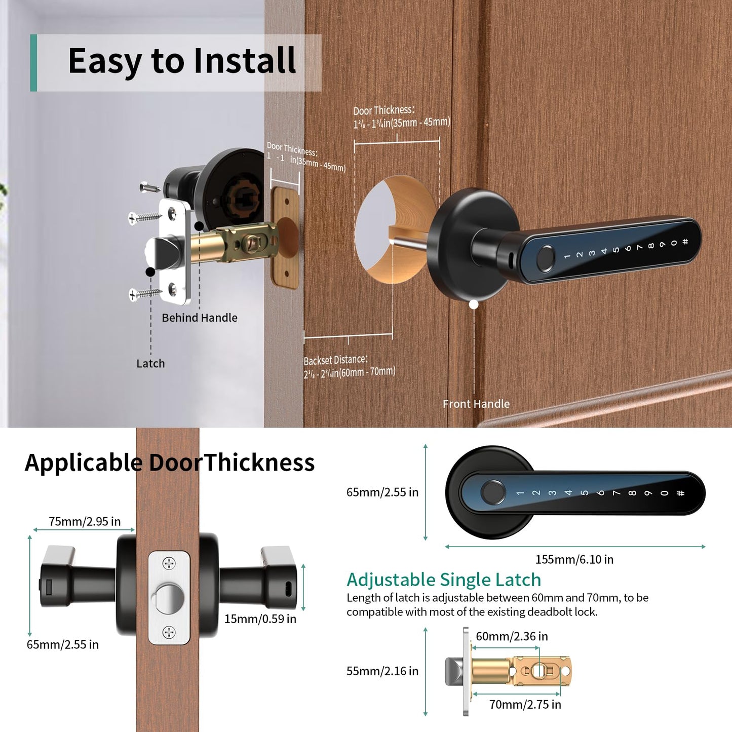 Laxrue“Fingerprint door lock, smart door lock with keypad, keyless entry door lock.