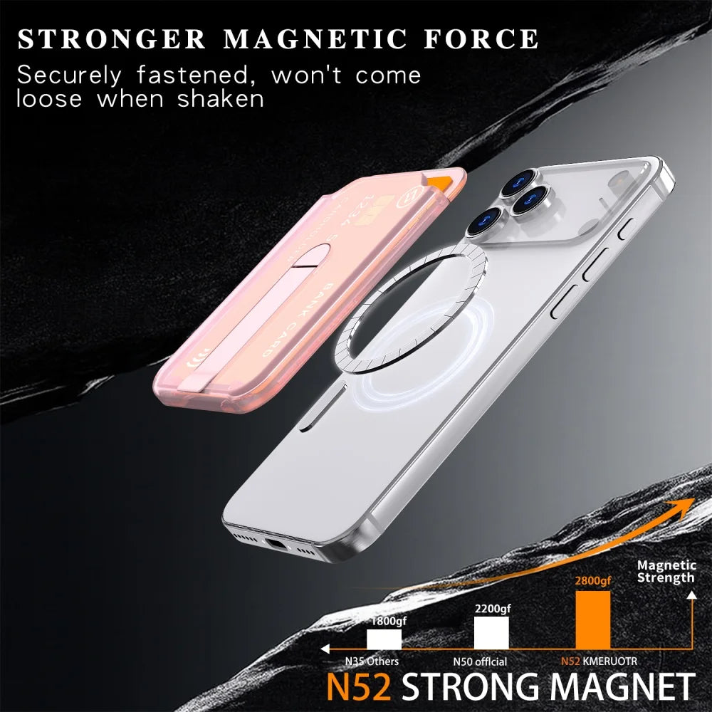 Laxrue“Luxury Fold Stand Holder For Magsafe Magnetic Wallet Clip For iPhone 15 16 17 Pro Max Acrylic Card Bag Phone Case Accessories
