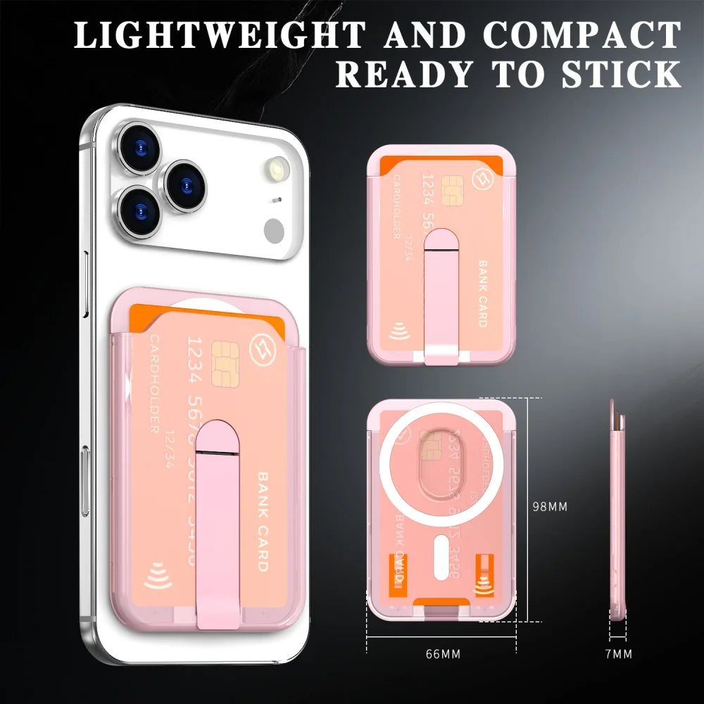 Laxrue“Luxury Fold Stand Holder For Magsafe Magnetic Wallet Clip For iPhone 15 16 17 Pro Max Acrylic Card Bag Phone Case Accessories