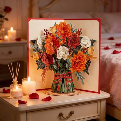 Brand New Romantic Forever Blooming Flower Pop Up Cards Valentine's Day Greeting Cards Ideal Couple Gifts for Holiday Surprise