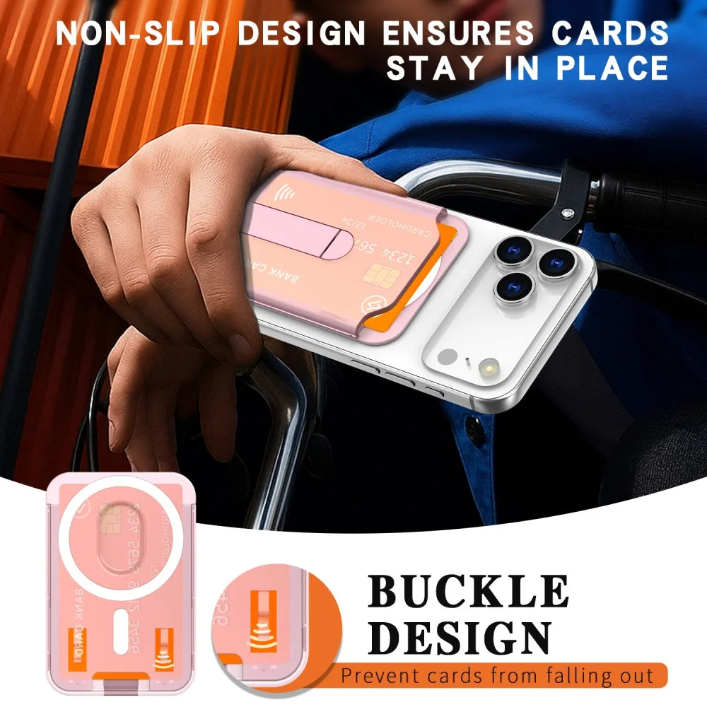 Laxrue“Luxury Fold Stand Holder For Magsafe Magnetic Wallet Clip For iPhone 15 16 17 Pro Max Acrylic Card Bag Phone Case Accessories