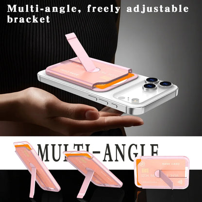 Laxrue“Luxury Fold Stand Holder For Magsafe Magnetic Wallet Clip For iPhone 15 16 17 Pro Max Acrylic Card Bag Phone Case Accessories