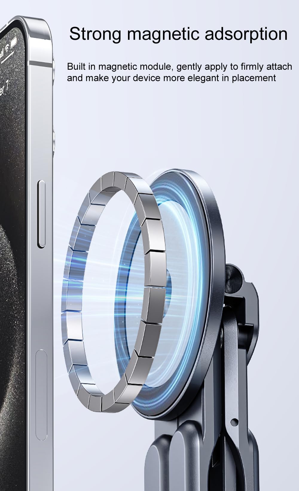Laxrue”This multi-functional portable magnetic stand is made of aluminum alloy and is suitable for travel, office, and leisure use.