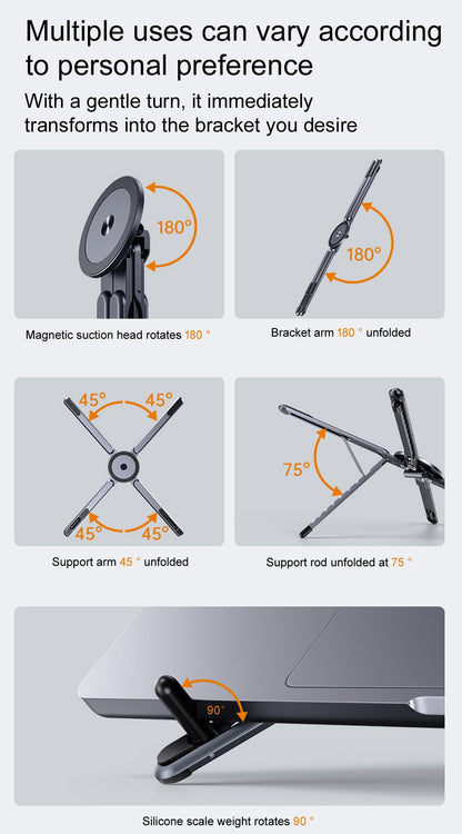 Laxrue”This multi-functional portable magnetic stand is made of aluminum alloy and is suitable for travel, office, and leisure use.