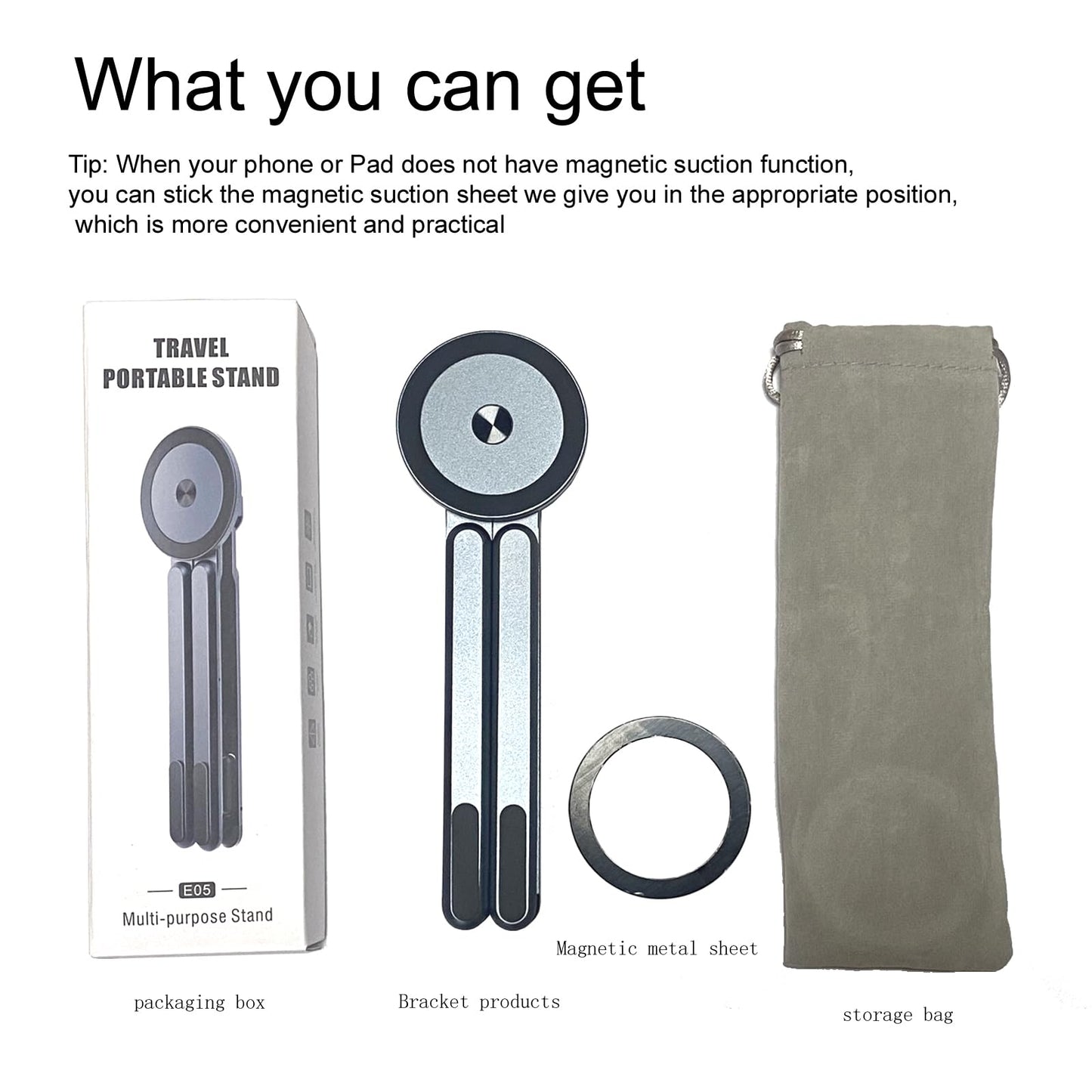 Laxrue”This multi-functional portable magnetic stand is made of aluminum alloy and is suitable for travel, office, and leisure use.