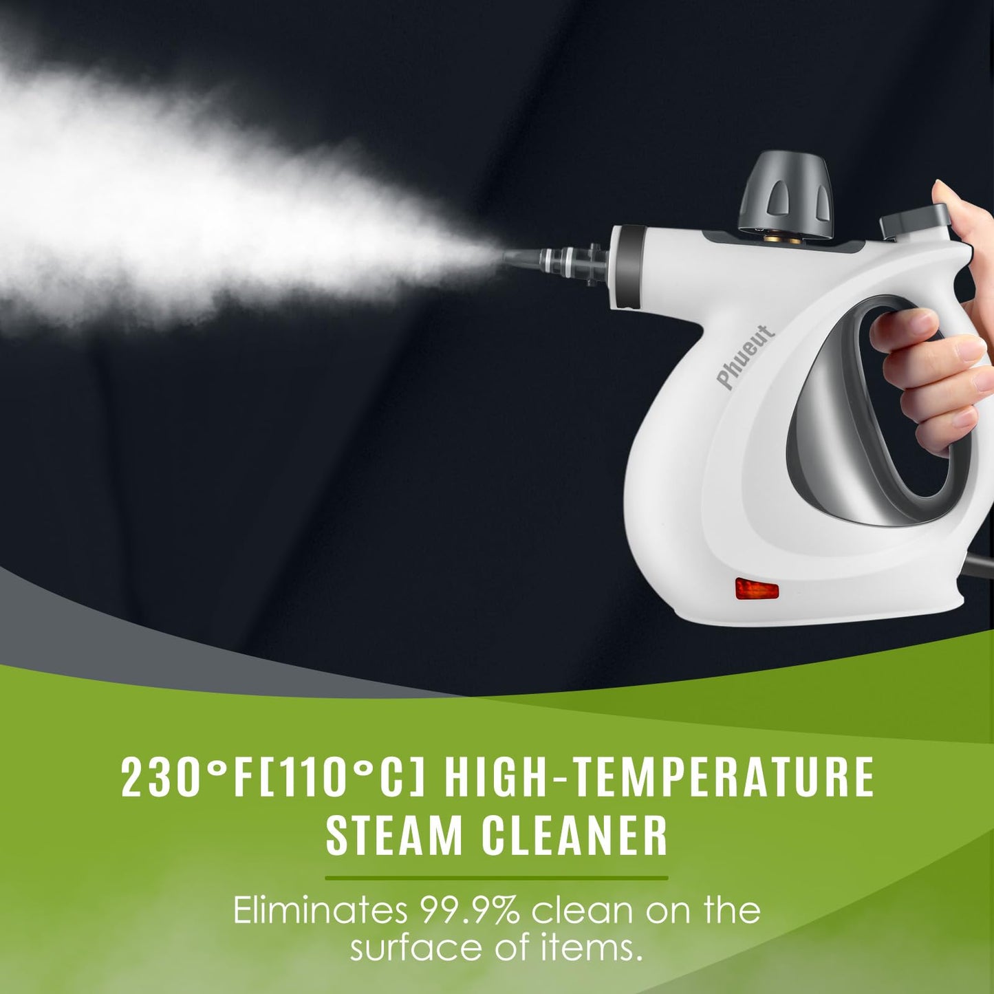 Laxrue“Pressurized Handheld Multi-Surface Natural Steam Cleaner with 12 pcs Accessories, Multi-Purpose Steamer for Home Use, Steamer for Cleaning Floor, Upholstery, Grout and Car