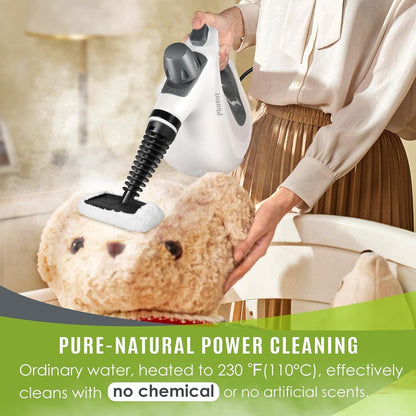 Laxrue“Pressurized Handheld Multi-Surface Natural Steam Cleaner with 12 pcs Accessories, Multi-Purpose Steamer for Home Use, Steamer for Cleaning Floor, Upholstery, Grout and Car