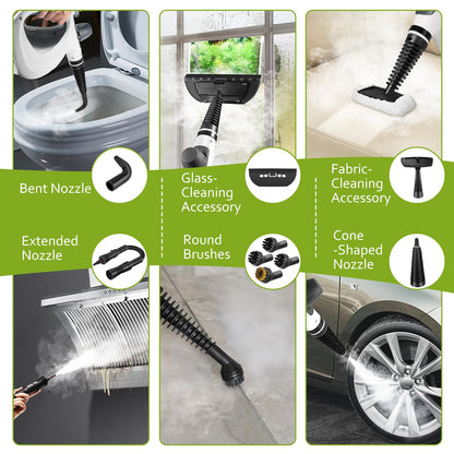 Laxrue“Pressurized Handheld Multi-Surface Natural Steam Cleaner with 12 pcs Accessories, Multi-Purpose Steamer for Home Use, Steamer for Cleaning Floor, Upholstery, Grout and Car