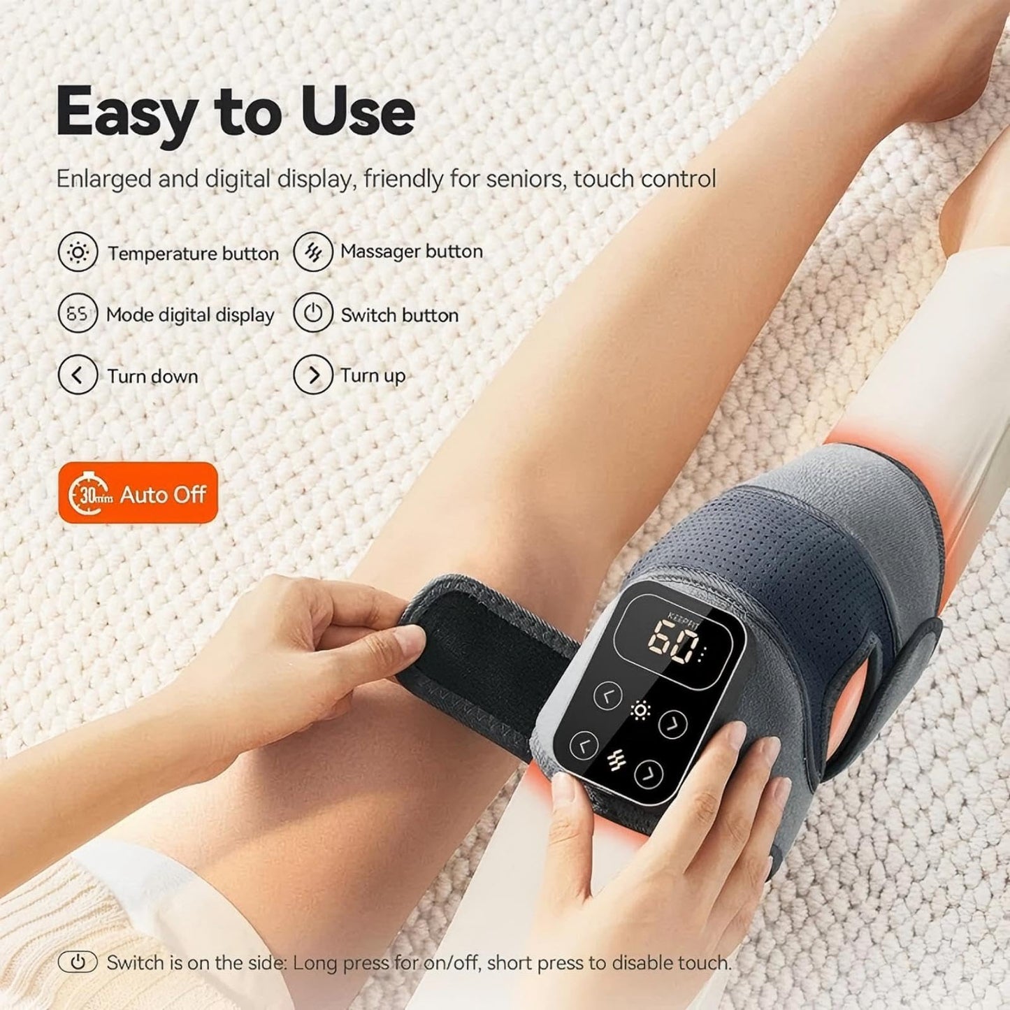 Laxrue“3-in-1 Heated Knee Massager, Shoulder Heating Pad, and Elbow Support Strap
