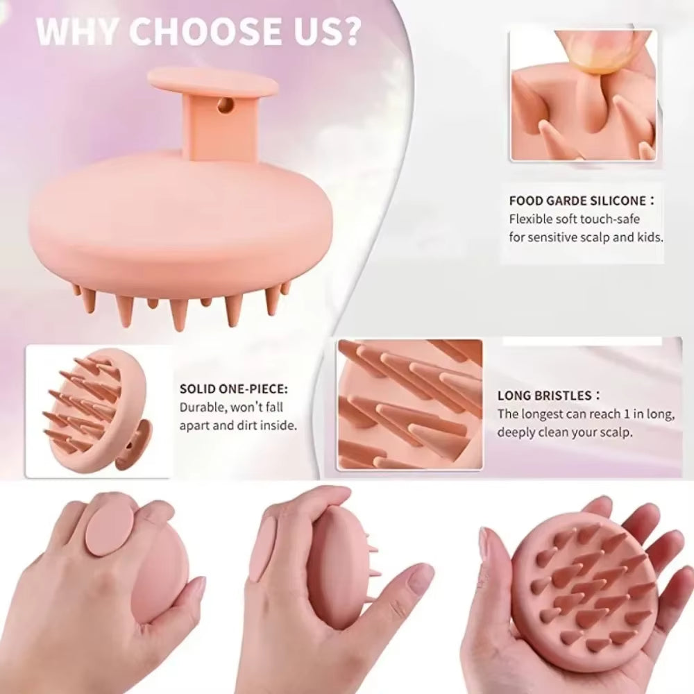 All-silicone shampoo brush and scalp massager