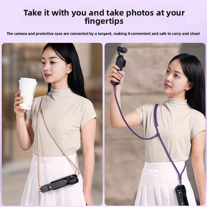 Laxrue”3-in-1 crossbody neck strap for mobile phones and action cameras, anti-loss wristband