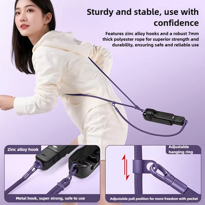 Laxrue”3-in-1 crossbody neck strap for mobile phones and action cameras, anti-loss wristband