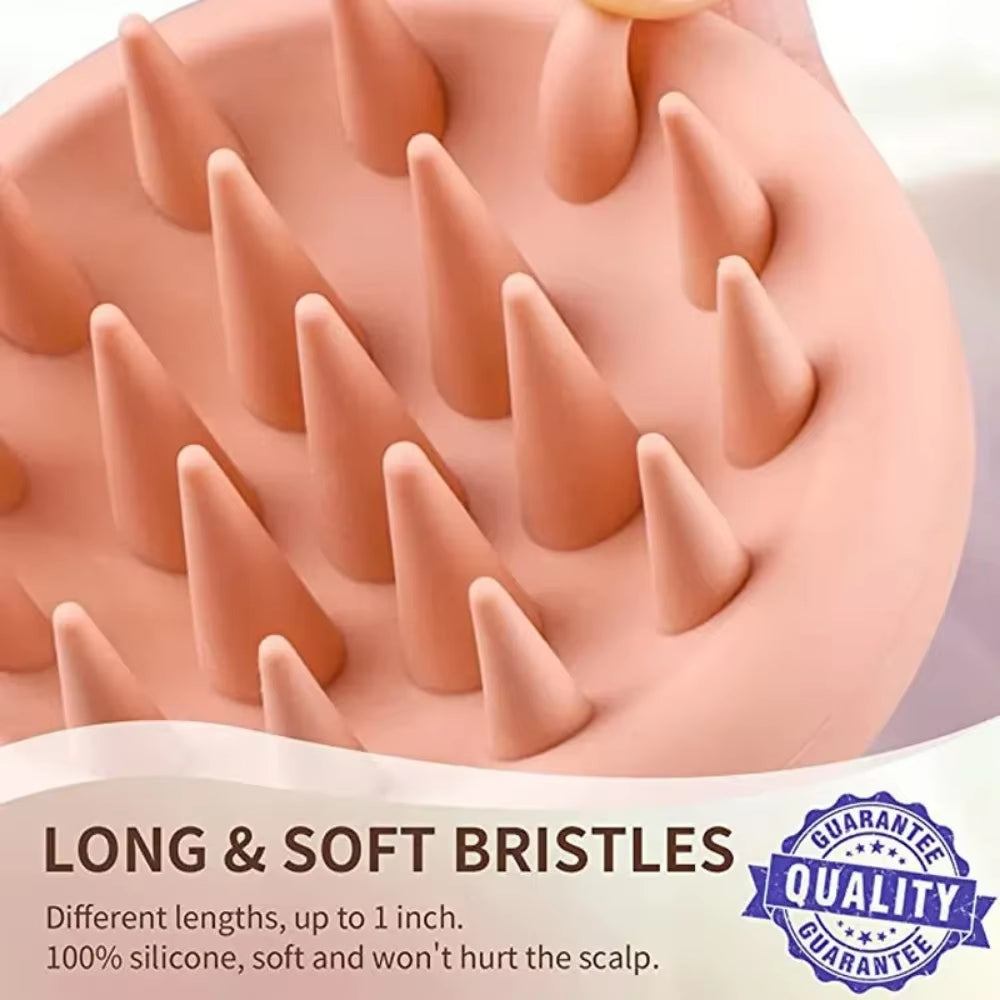 All-silicone shampoo brush and scalp massager