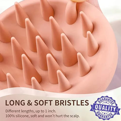 All-silicone shampoo brush and scalp massager