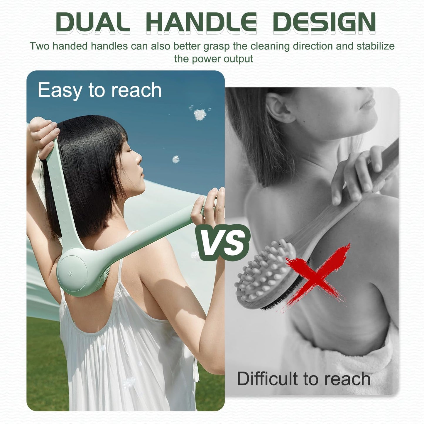 Body Scrubber Bath Brush, Electric Body Brush for Shower Back Scrubber