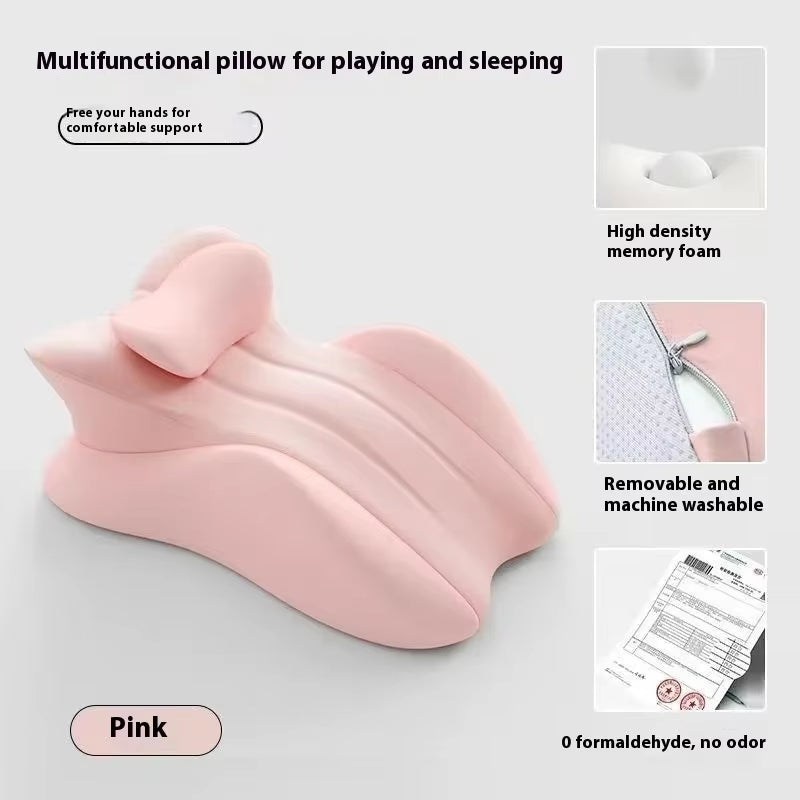 Laxrue“ memory foam ergonomic wedge pillow is suitable for people who prefer sleeping on their stomach and can also be used as a reading pillow in bed, providing ergonomic support.