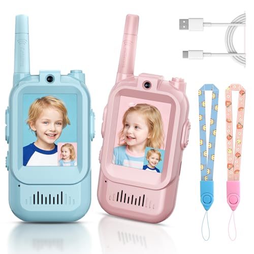 Laxrue“Video Walkie Talkies for Kids, Handheld 2 Pack Rechargeable Video Intercom Kids Walkies Talkies, Indoor Outdoor Toys for Family Games, Outside, Camping, Hiking for Boys Girls Ages 3-12