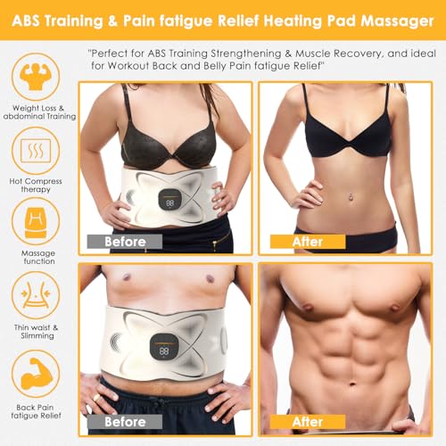Laxrue“Electric Abdominal Pulse Massager - Abdominal Muscle Shaper with Heating Function, Relieves Pain