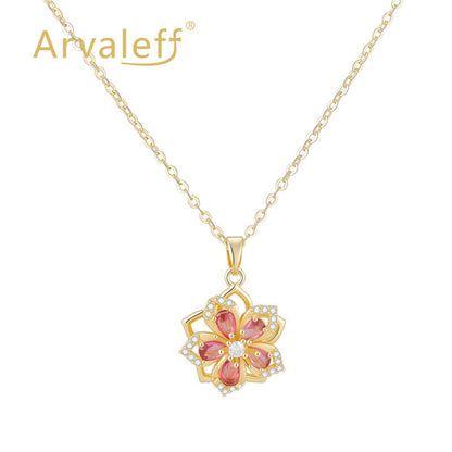 Laxrue“A necklace and pendant in the shape of a 360-degree rotating bauhinia flower, inlaid with cubic zirconia, elegant and exquisite.