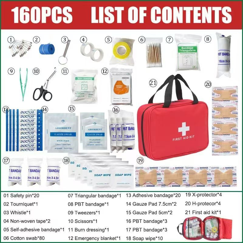 Thrive First Aid Kit (160Pieces) - Family Safe First Aid Bag Packed w/Hospital Grade Medical Supplies – Emergency kit