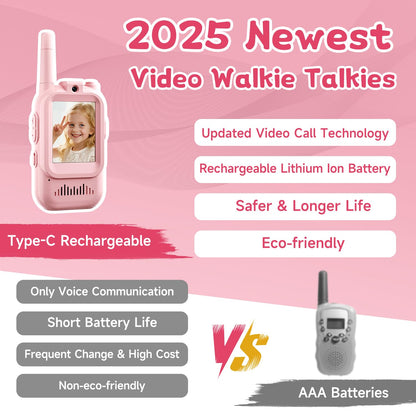 Laxrue“Video Walkie Talkies for Kids, Handheld 2 Pack Rechargeable Video Intercom Kids Walkies Talkies, Indoor Outdoor Toys for Family Games, Outside, Camping, Hiking for Boys Girls Ages 3-12