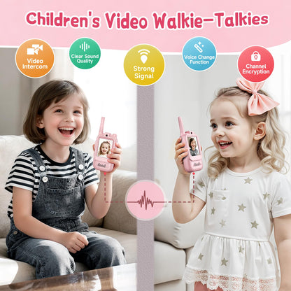Laxrue“Video Walkie Talkies for Kids, Handheld 2 Pack Rechargeable Video Intercom Kids Walkies Talkies, Indoor Outdoor Toys for Family Games, Outside, Camping, Hiking for Boys Girls Ages 3-12